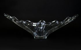 Clear Glass Murano Style Gondola Bowl, Length 24 x 6 Inches Wide, Height 9 Inches