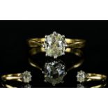 Antique Period 18ct Gold and Platinum Single Stone Diamond Ring.