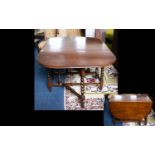 Mahogany Drop Leaf Table Of Plain Form. Aged Patina. Barley twist legs and supports. Height 28