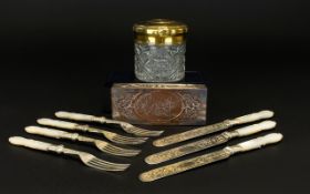 Mixed Lot Of Silver Plated Items. To Include Mother Of Pearl Handled Cake Knives And Forks.