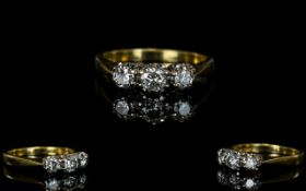 18ct Gold - Nice Quality 3 Stone Diamond Set Ring,