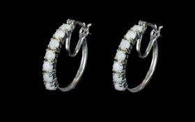 Australian Coober Pedy Opal Hoop Earrings,