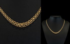 9ct Gold - Superior Quality Graduated Star and Double Link Designed Necklace.