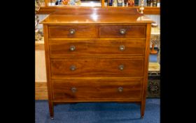 Edwardian Mahogany Chest of Drawers with inlaid cross banding. With original handles. Clean good