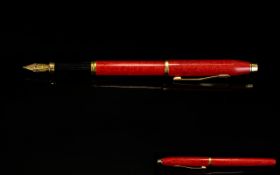 Cross Century II Fountain Pen Crafted in red polished lacquer with a gold-plated trim.