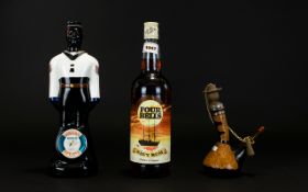 Rum Interest Three Bottles To Include Four Bells Navy Rum, Barbados Rum And Novelty Spanish Bottle