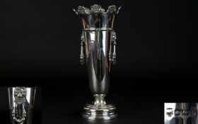 Coronet / Castle Topped Impressive Twin Wolf Handle - Tapered Shape Vase,