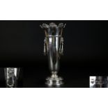 Coronet / Castle Topped Impressive Twin Wolf Handle - Tapered Shape Vase,