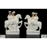 Staffordshire 19th Century Pair of Flat Back Figure. c.1860's. Titled - ' Going to Market ' and