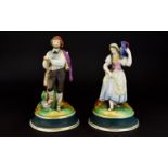 A Fine Pair of Late 19th Century German / Austria Hand Painted Bisque and Porcelain Figures. The