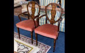 Pair of 19thC Shield Back Chairs decorated in the French Empire Style.