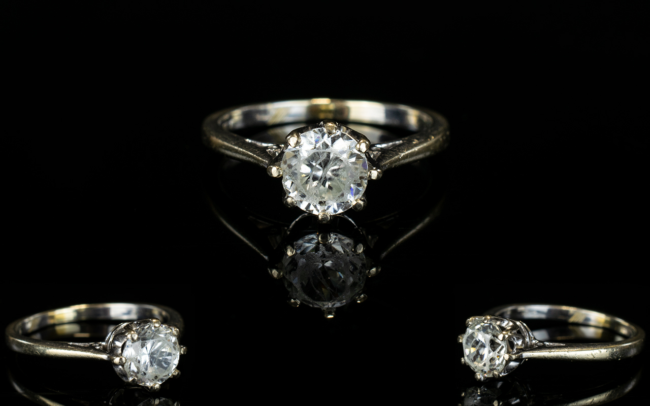 18ct Gold Single Stone Diamond Set Ring,