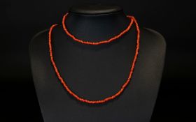 Long Antique Coral Necklace with 9ct gol