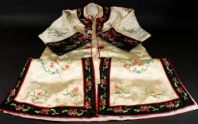 Vintage Chinese Embroidered Robe Cream f