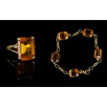 A 9ct Yellow Gold And Citrine Bracelet A