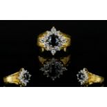 18ct Gold - Diamond and Sapphire Cluster