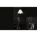 Modern Bronzed Effect Figural Table Lamp