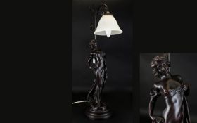 Modern Bronzed Effect Figural Table Lamp
