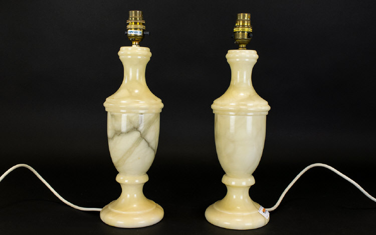 A Pair Of Onyx Table Lamps Of urn form i