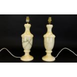 A Pair Of Onyx Table Lamps Of urn form i