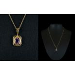 Ladies 9ct Gold Amethyst Set Pendant / D