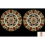 Royal Crown Derby Superb Quality Pair of Old Imari Pattern Large Cabinet Plates.