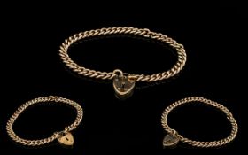 Victorian Period 9ct Gold Albert Chain Bracelet with Attached 9ct Gold Heart Shaped Padlock.