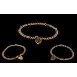 Victorian Period 9ct Gold Albert Chain Bracelet with Attached 9ct Gold Heart Shaped Padlock.