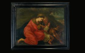 Oil On Board Depicting The Holy Family Label to verso reads 'William Talbot, The Holy Family,