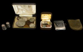 Silver Vesta Case Dated 1909, Fully Hallmarked, Together with 1 Silver Thimble + 1 Other,