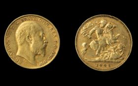 Edward VII 22ct Gold Half Sovereign. Date 1902, London Mint & High Grade - Please See Photo.