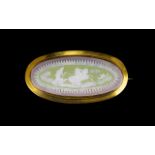 Antique Period - Superior Quality Wedgwood 9ct Gold Framed Celdon Cameo with Lilac Borders, Rare