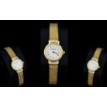 Buech Girod - Ladies Nice Quality 9ct Gold and Diamond Set Wrist Watch with Integral 9ct Gold Mesh