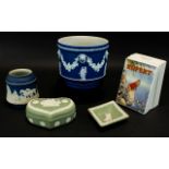 Collection of Wedgwood Ceramics - In There Signature Blue and White Design. ( 4 ) Items In Total.