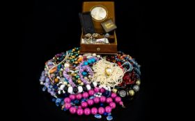 A Mixed Collection Of Costume Jewellery A varied lot to include vintage silver golf tee's in