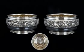 Austria Fine Pair of Solid Silver Fruit Bowls by Jakob Matzner,