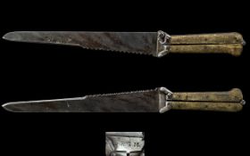 German World War I Mercator DRGM Marked Folding Couteau Knife with Sawtooth Half Blade - Sagreen