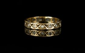 Ladies 9ct Gold Diamond Set. Full Eternity Ring for Hallmark. Set with 14 Diamonds, Ring Size M.