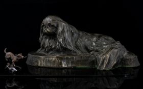 Contemporary Bronze Miniature Figure In The Form Of A Spaniel Small bronze figure depicting a