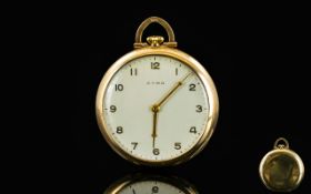 Cyma - Swiss Made Wonderful Quality Art Deco Period Mechanical 9ct Gold Slim - Keyless Open Faced