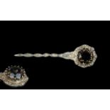 Scottish Silver Kilt Pin / Brooch, Set with Large Faceted Brown Topaz.