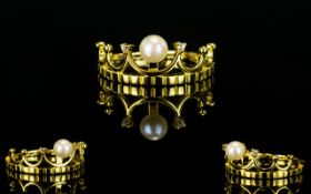 Japanese Akoya Pearl Tiara Ring, the acknowledged premier quality cultured pearl, the Akoya pearl,