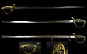 Victorian Infantry Sword. With Metal Scabbard. Brass Basket Hilt. Overall Length 41½ Inches.