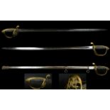 Victorian Infantry Sword. With Metal Scabbard. Brass Basket Hilt. Overall Length 41½ Inches.