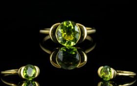 Peridot Semi Bezel Set Solitaire Ring,