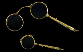 Antique Pair of 18ct Gold Lorettes ( Opera Glasses ) with Spring Action,