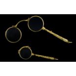 Antique Pair of 18ct Gold Lorettes ( Opera Glasses ) with Spring Action,