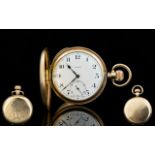 Jundes Thexor - 10ct Gold Plated Rare Full Hunter Pocket Watch with 16 Jeweled Lever Movement. c.