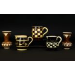 Staffordshire Checked Banded Mocha ware Pearl ware Jugs and Vases ( 5 ) Pieces. c.