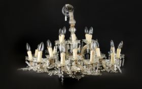 A Large Continental Glass Chandelier Vintage six branch chandelier with four lights per branch,